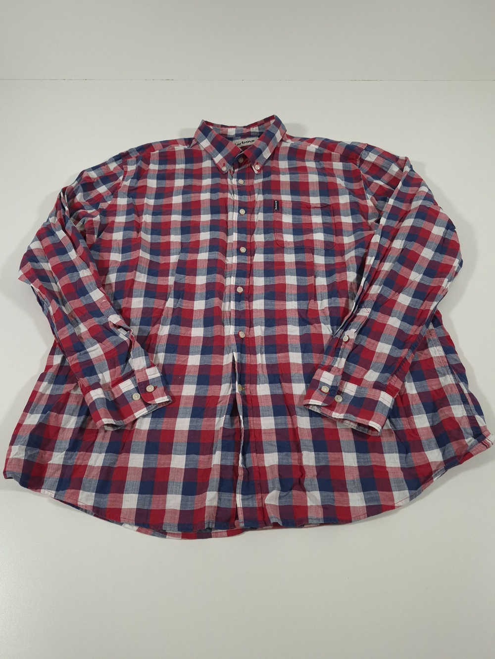 Barbour Shirt Mens XL Multicolor Gingham Plaid Tailored Fit L/S Button Down